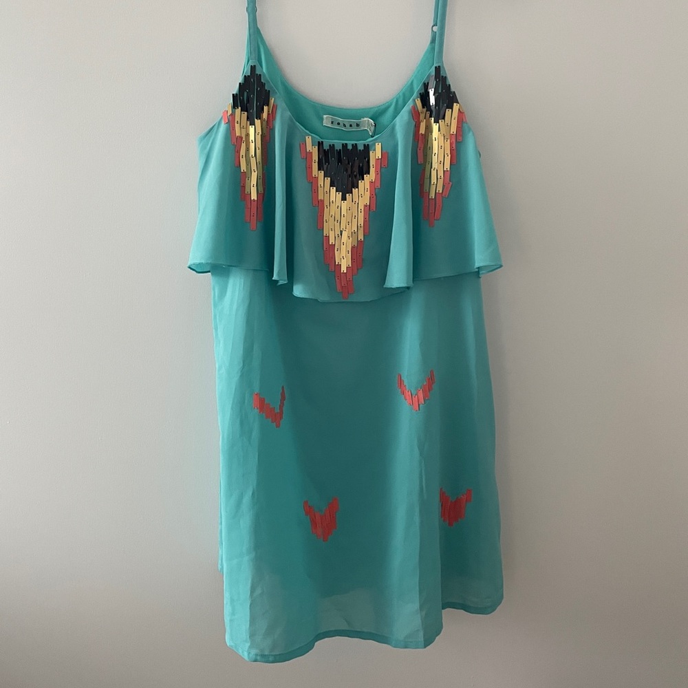 NWT: Rehab Spaghetti Strap Turquoise Mini Dress